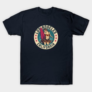 Vintage Surfing Badge for Los Angeles, California T-Shirt